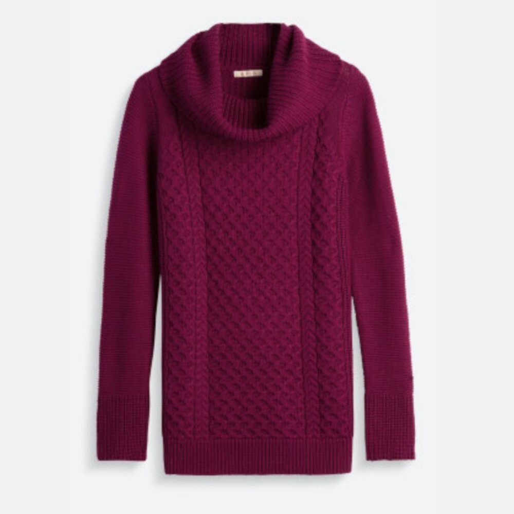 Skies are Blue Linette Cowl Neck Tunic Pullover Sweater, Size M, Fuchsia